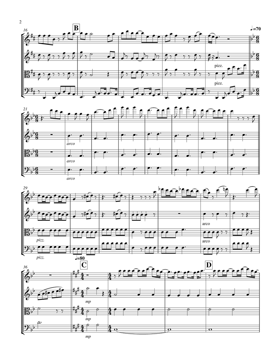 Medley: Mystical Magical with Beautiful Things and Forever And A Day String Quartet scores gallery preview page 2