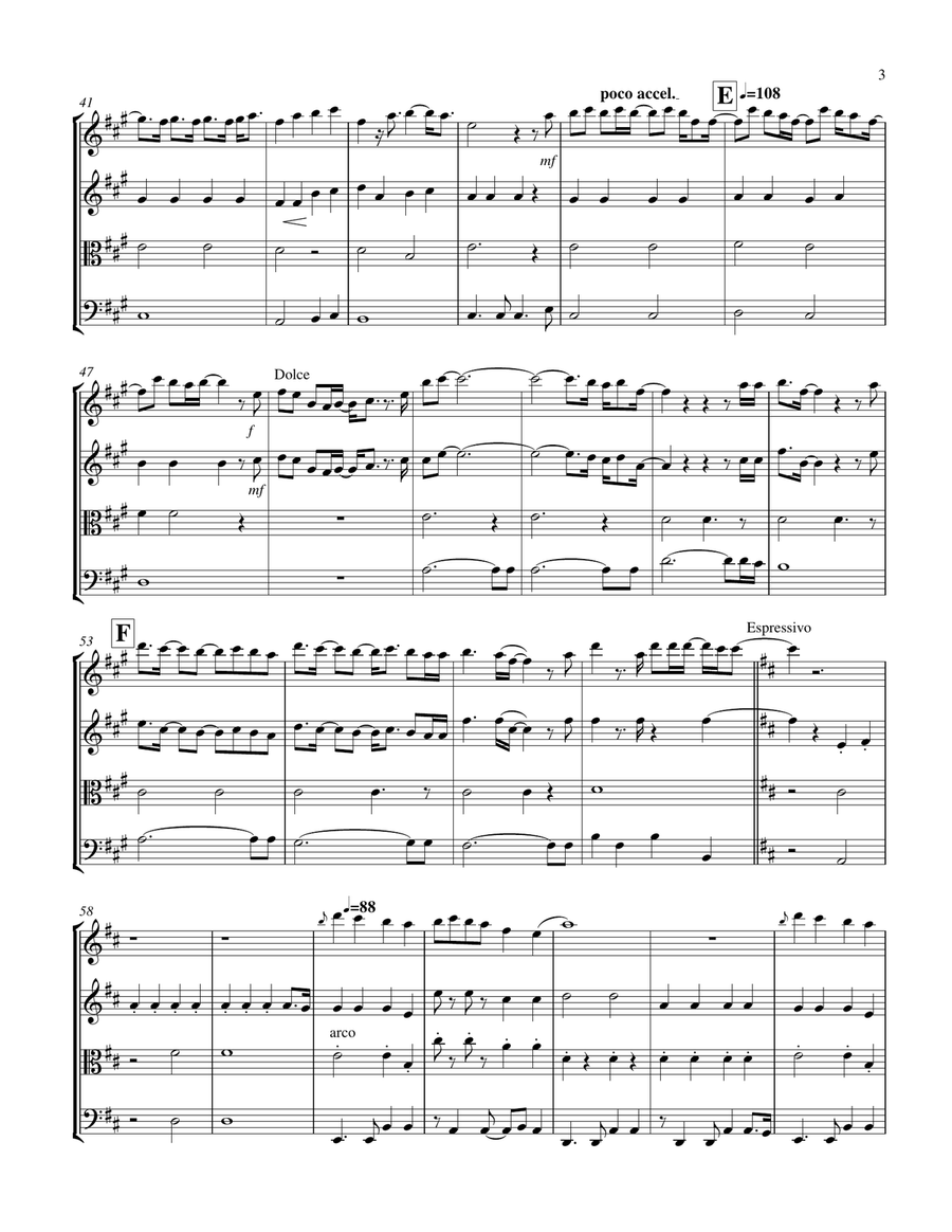 Medley: Mystical Magical with Beautiful Things and Forever And A Day String Quartet scores gallery preview page 3