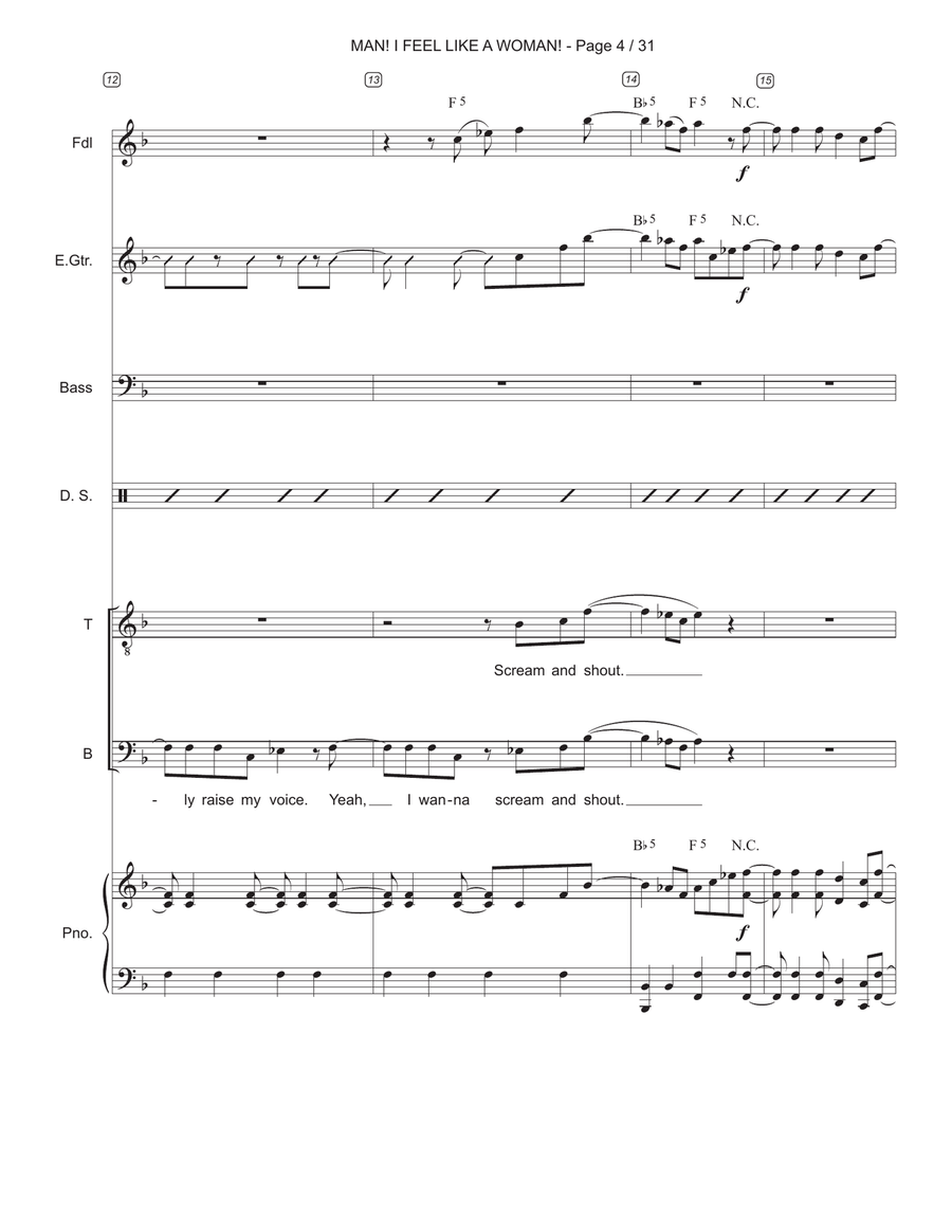Man! I Feel Like A Woman! Small Ensemble scores gallery preview page 4