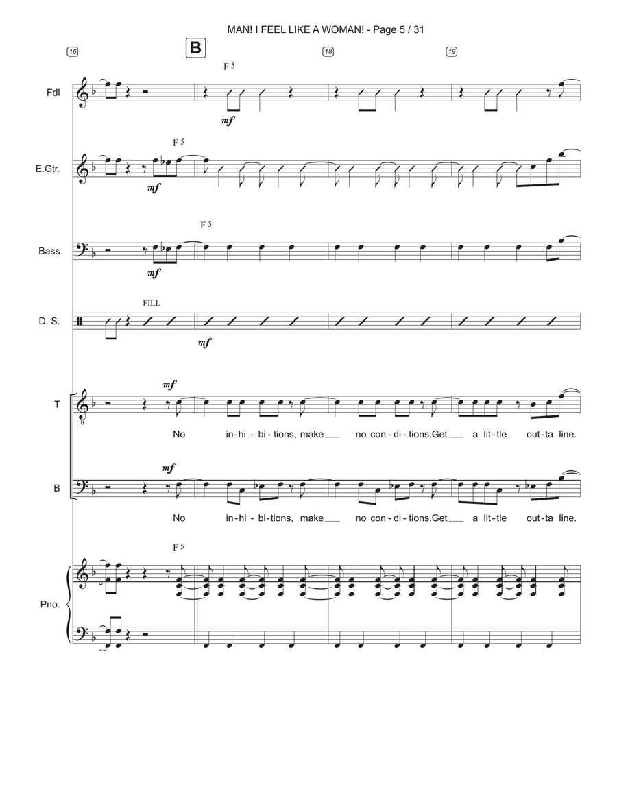 Man! I Feel Like A Woman! Small Ensemble scores gallery preview page 5