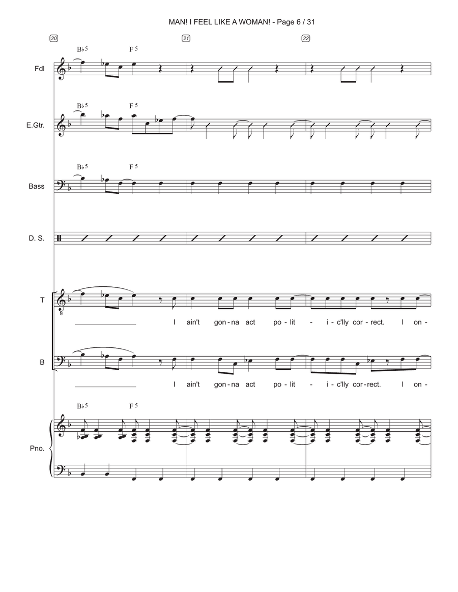 Man! I Feel Like A Woman! Small Ensemble scores gallery preview page 6