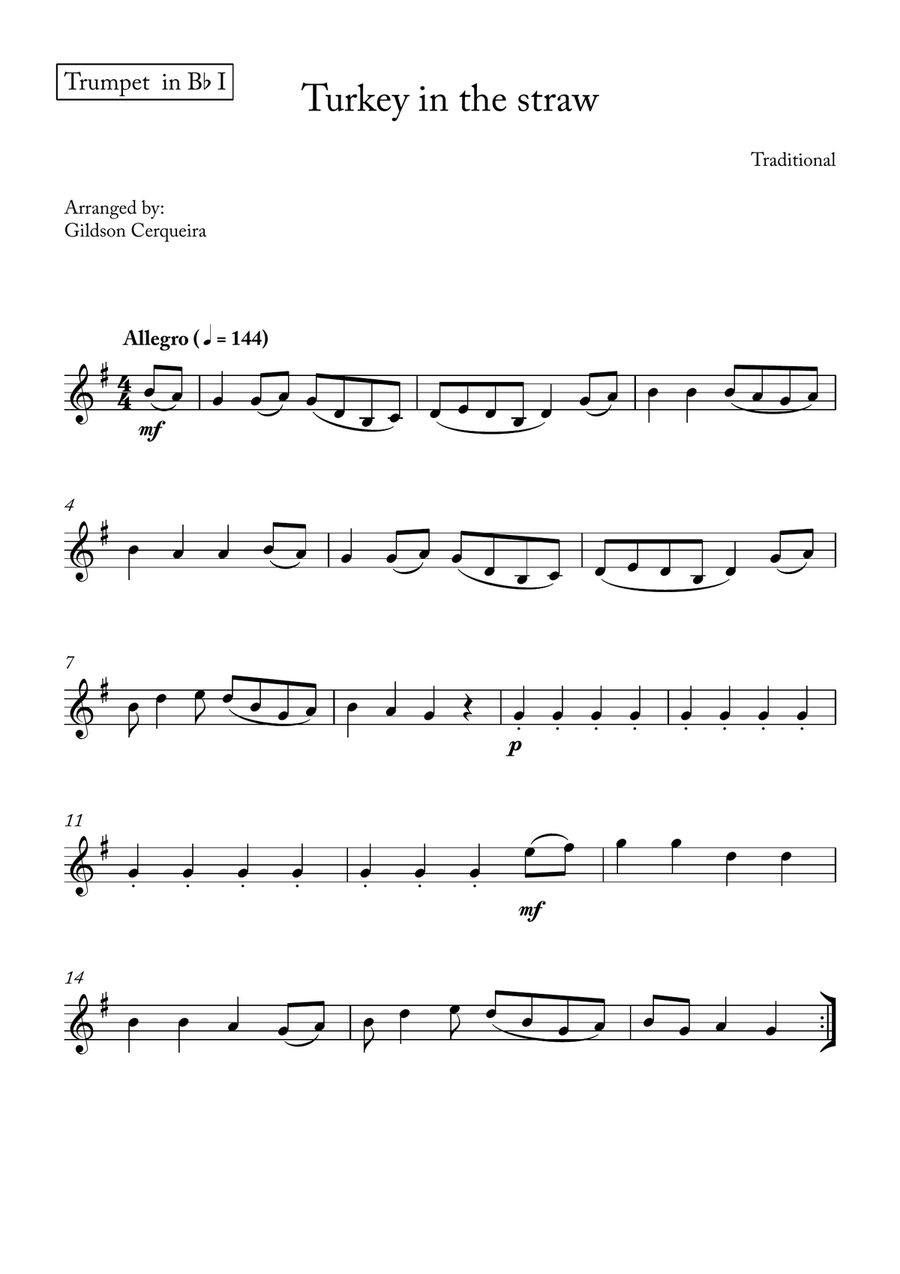Turkey in the straw Turkey in the straw Brass Quartet scores gallery preview page 4