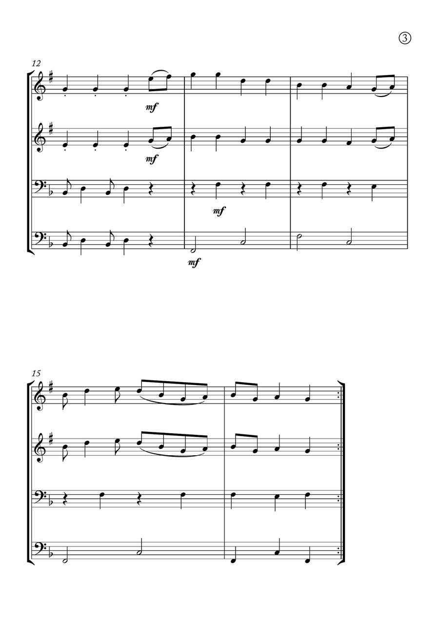 Turkey in the straw Turkey in the straw Brass Quartet scores gallery preview page 3