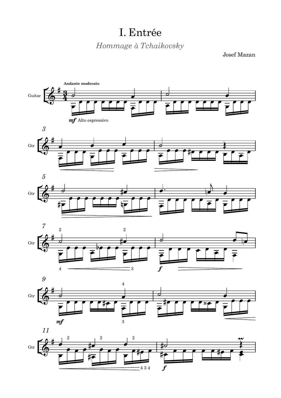 Hommage à Tchaikovsky Acoustic Guitar scores gallery preview page 2