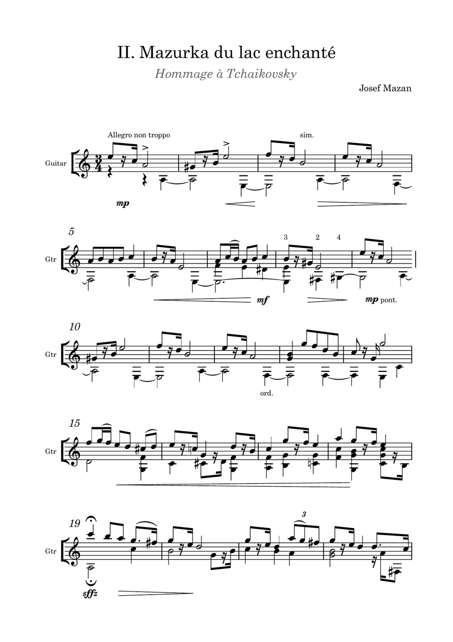 Hommage à Tchaikovsky Acoustic Guitar scores gallery preview page 4