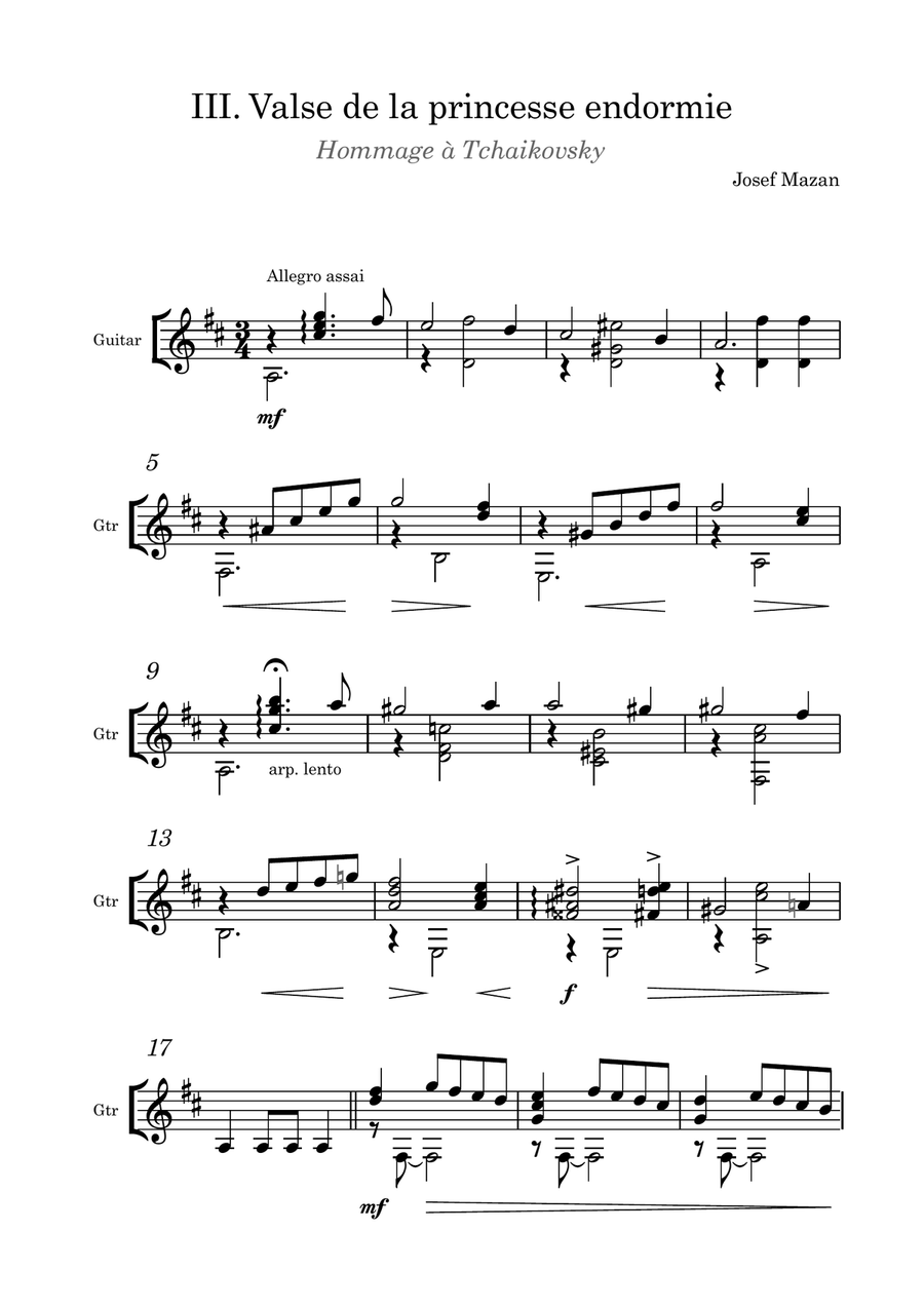 Hommage à Tchaikovsky Acoustic Guitar scores gallery preview page 6