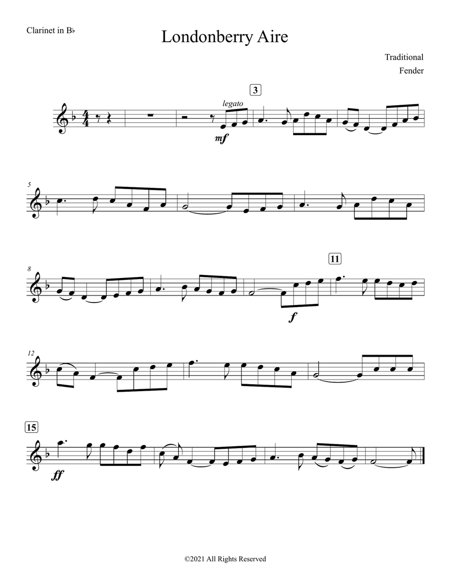 Londonderry Air Londonderry Air B-Flat Clarinet scores gallery preview page 1