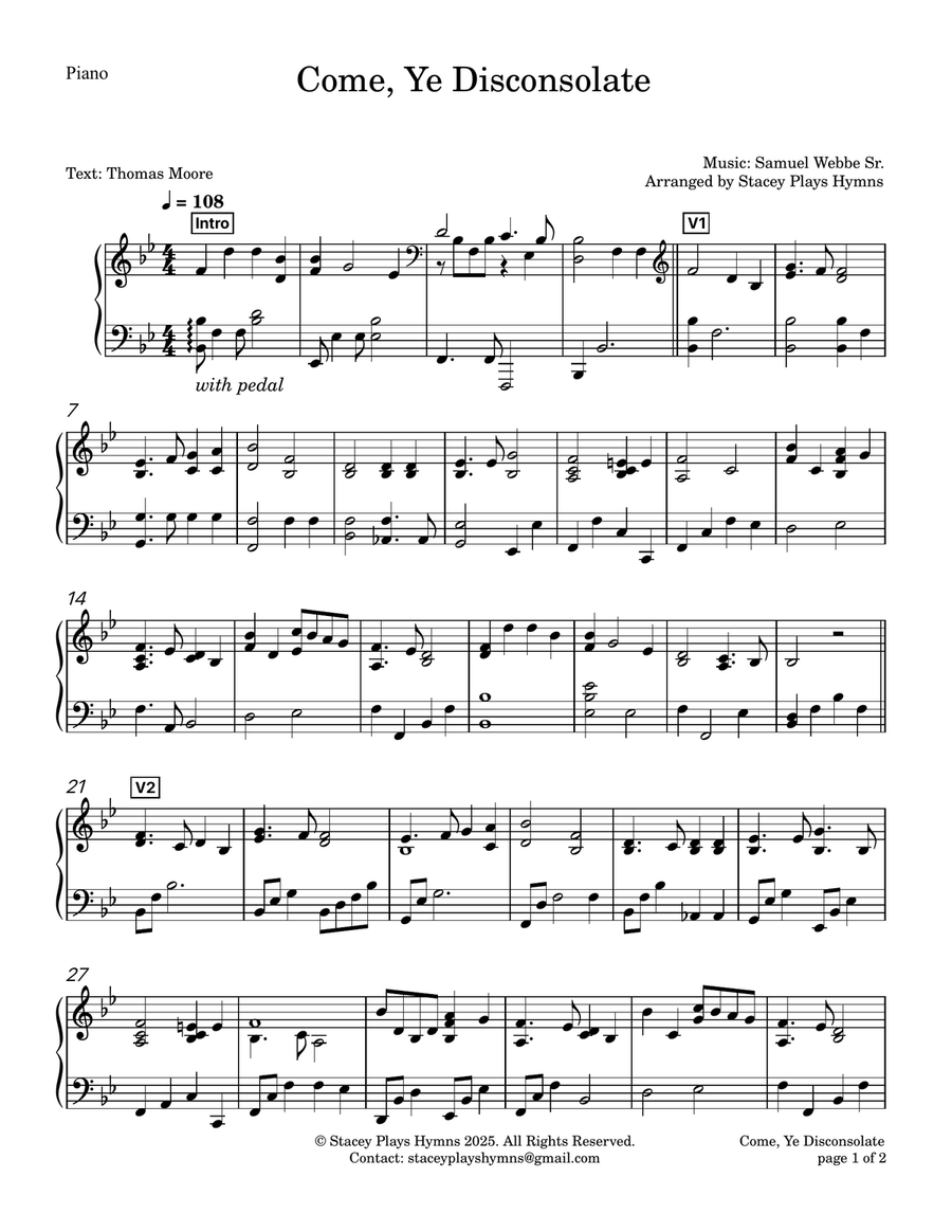 Come, Ye Disconsolate - Clarinet Solo for Church Services and Funerals B-Flat Clarinet scores gallery preview page 3