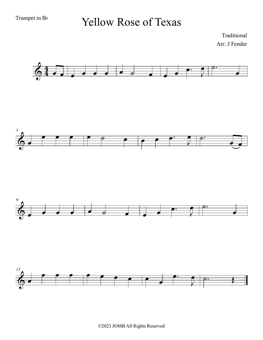 Yellow Rose of Texas Yellow Rose of Texas B-Flat Trumpet scores gallery preview page 1