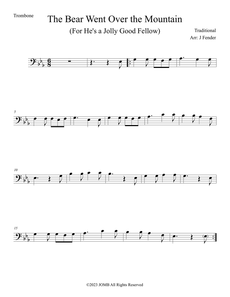 The Bear Went Over the Mountain (For He's a Jolly Good Fellow) Piano scores gallery preview page 1