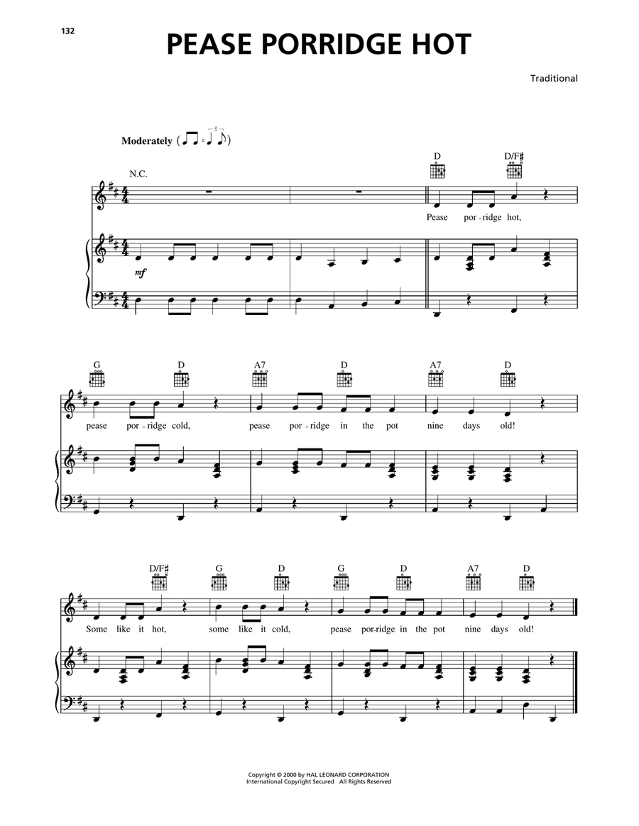 Pease Porridge Hot Pease Porridge Hot Piano, Vocal, Guitar scores gallery preview page 1