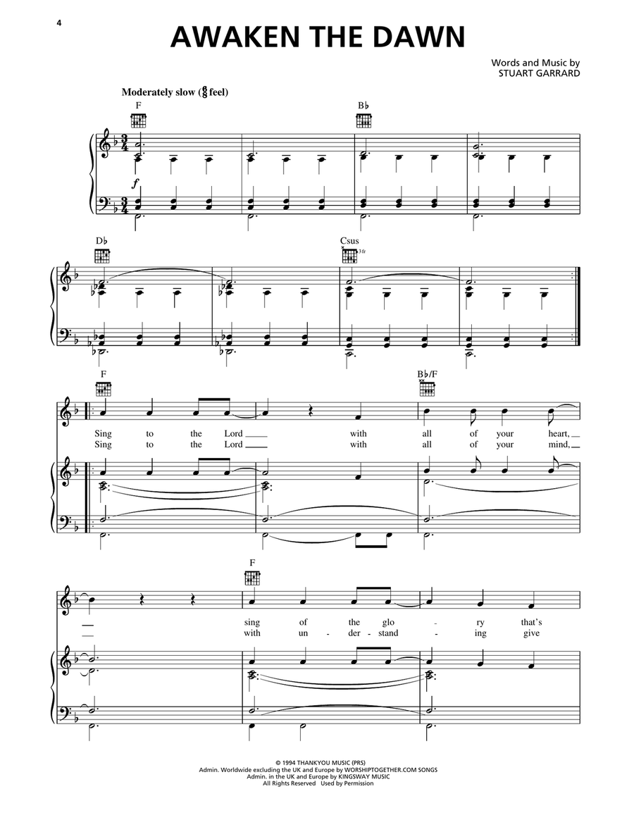 Awaken The Dawn Awaken The Dawn Piano, Vocal, Guitar scores gallery preview page 1