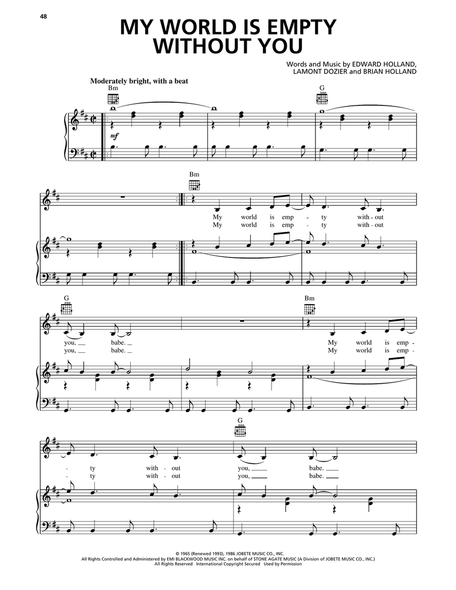 My World Is Empty Without You Piano, Vocal, Guitar scores gallery preview page 1