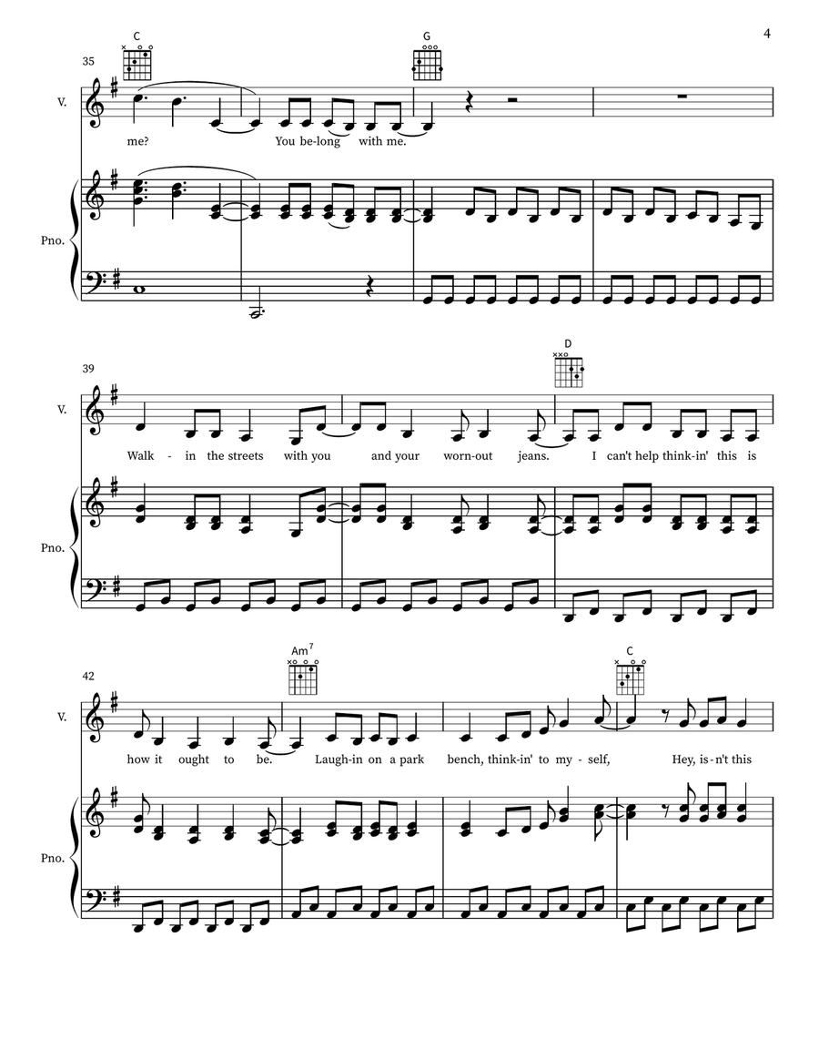 You Belong With Me You Belong With Me Piano, Vocal scores gallery preview page 4