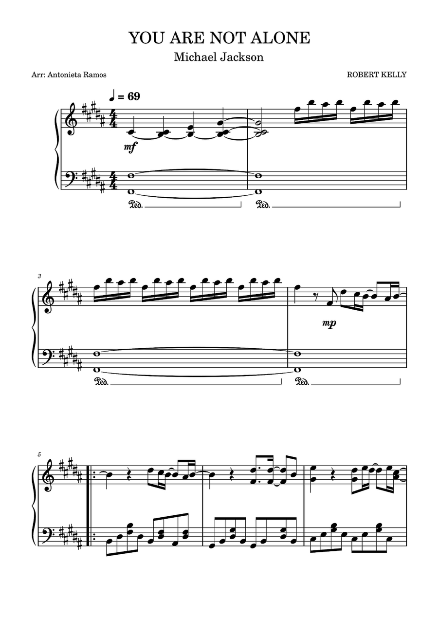 You Are Not Alone You Are Not Alone Piano Solo scores gallery preview page 1