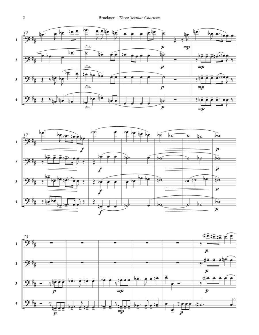 Three Secular Choruses for Four Trombones Brass Quartet scores gallery preview page 2