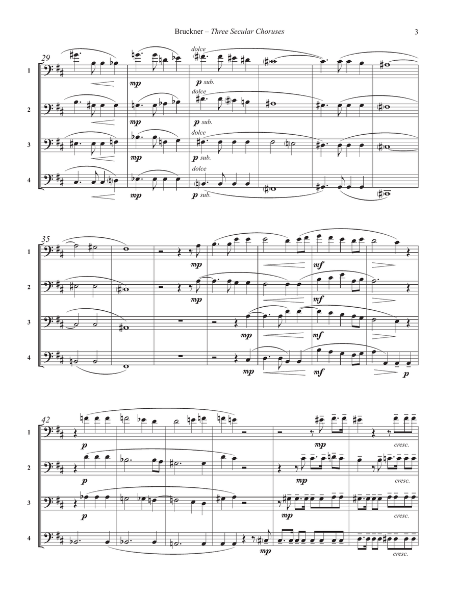 Three Secular Choruses for Four Trombones Brass Quartet scores gallery preview page 3