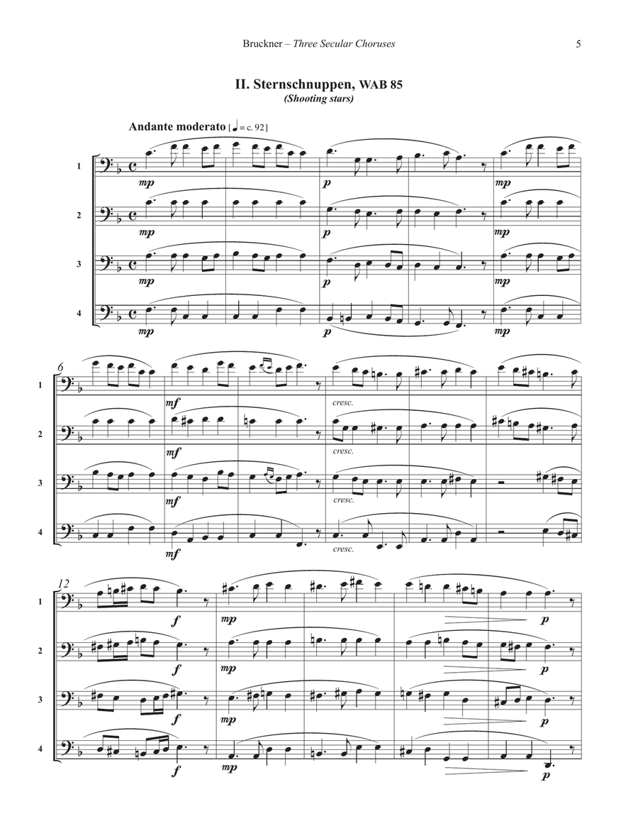 Three Secular Choruses for Four Trombones Brass Quartet scores gallery preview page 5