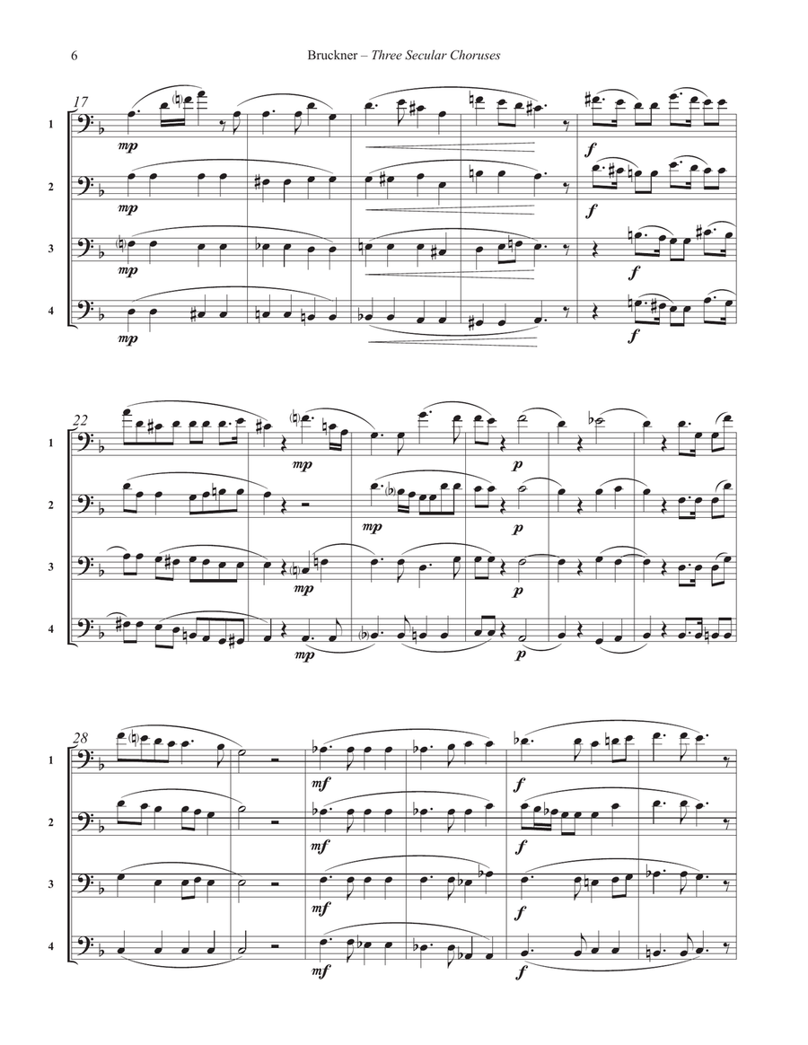 Three Secular Choruses for Four Trombones Brass Quartet scores gallery preview page 6