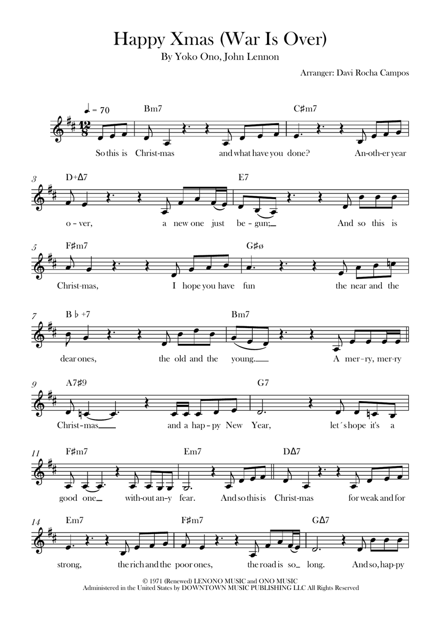 Happy Xmas (War Is Over) Happy Xmas (War Is Over) Piano scores gallery preview page 1