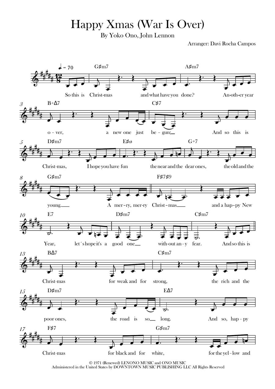 Happy Xmas (War Is Over) Happy Xmas (War Is Over) Piano scores gallery preview page 1