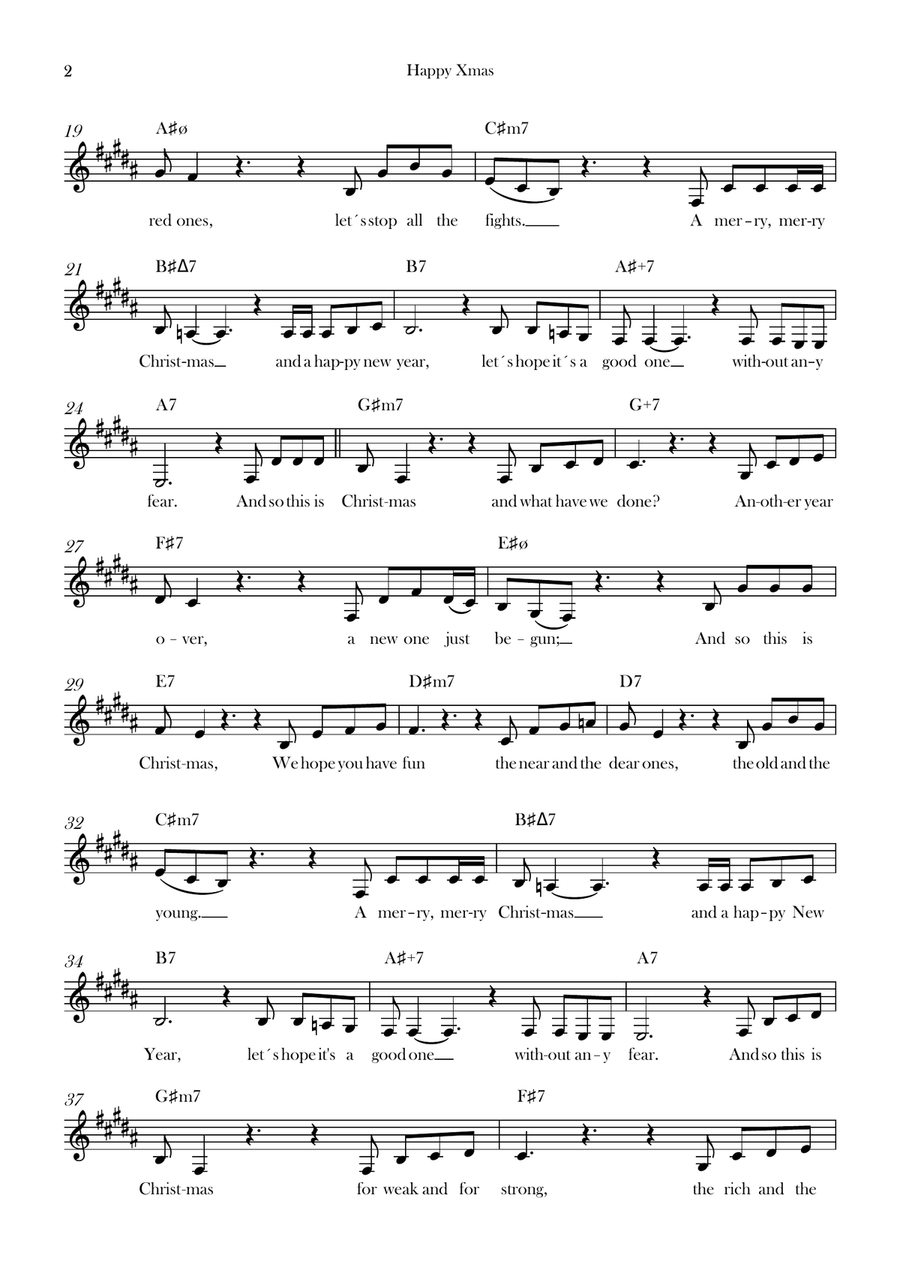 Happy Xmas (War Is Over) Happy Xmas (War Is Over) Piano scores gallery preview page 2