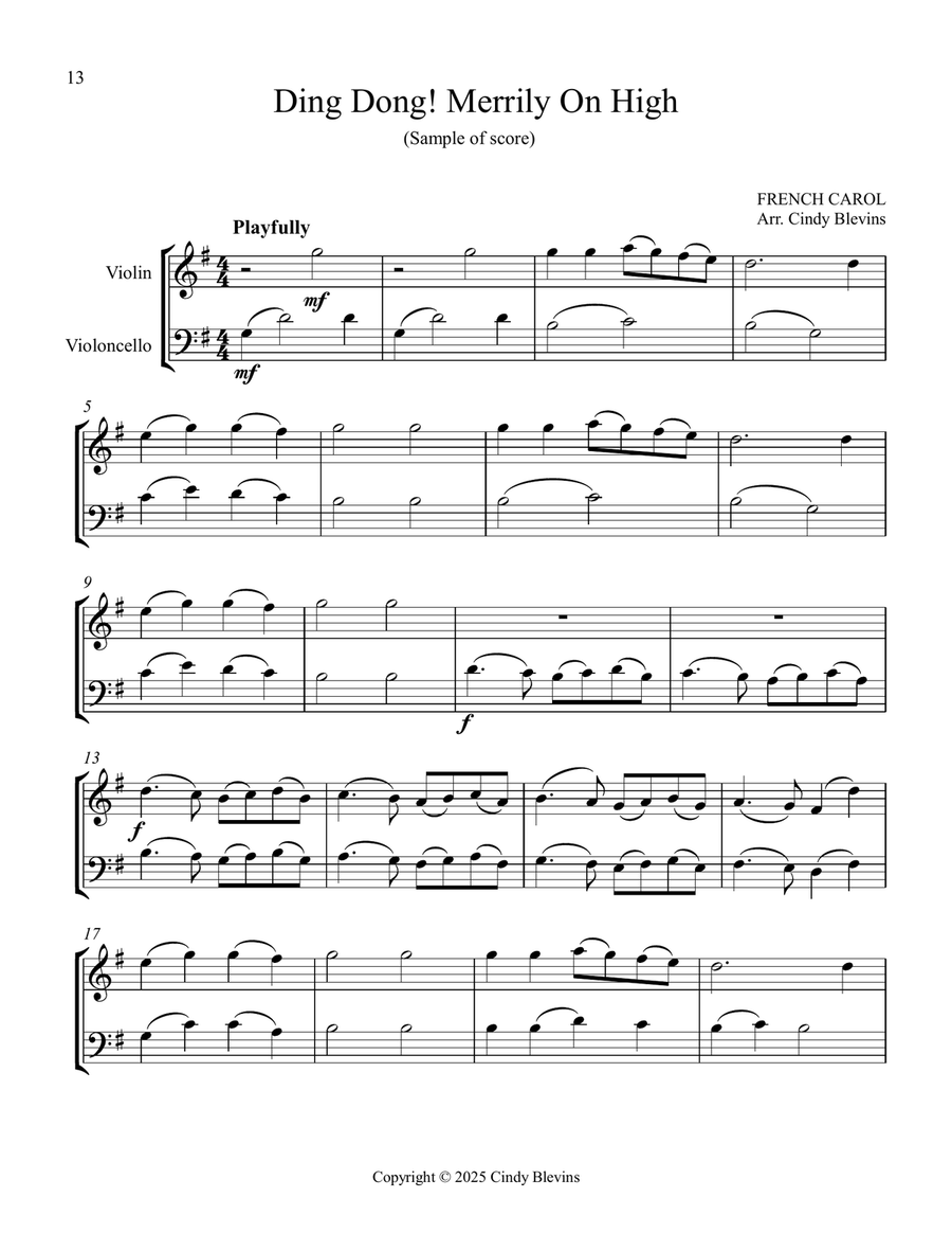 Violin and Cello for Christmas, Book 1 (12 Arrangements) String Duet scores gallery preview page 3