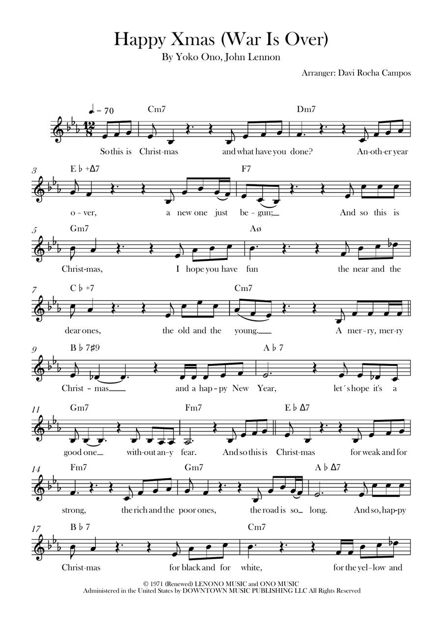 Happy Xmas (War Is Over) Happy Xmas (War Is Over) Piano scores gallery preview page 1