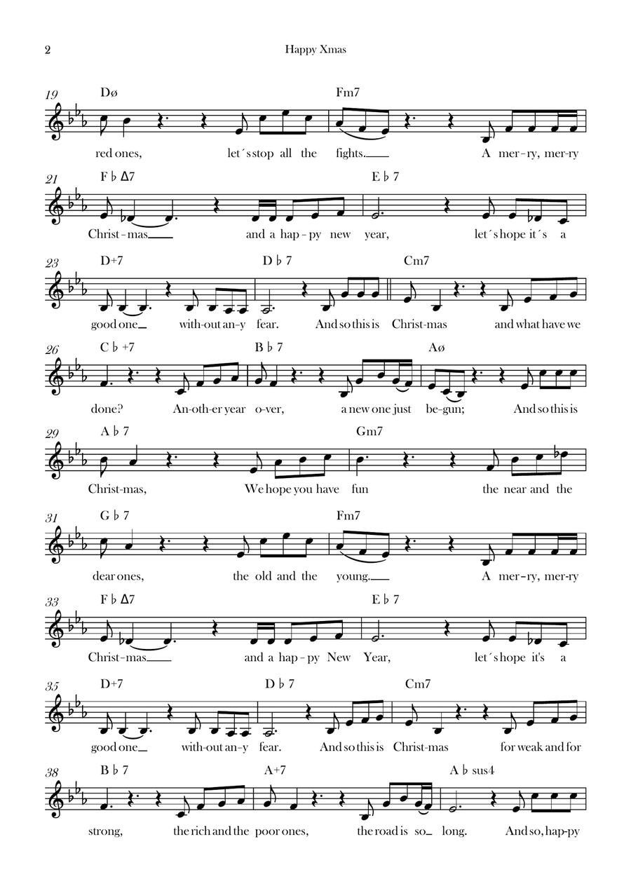 Happy Xmas (War Is Over) Happy Xmas (War Is Over) Piano scores gallery preview page 2