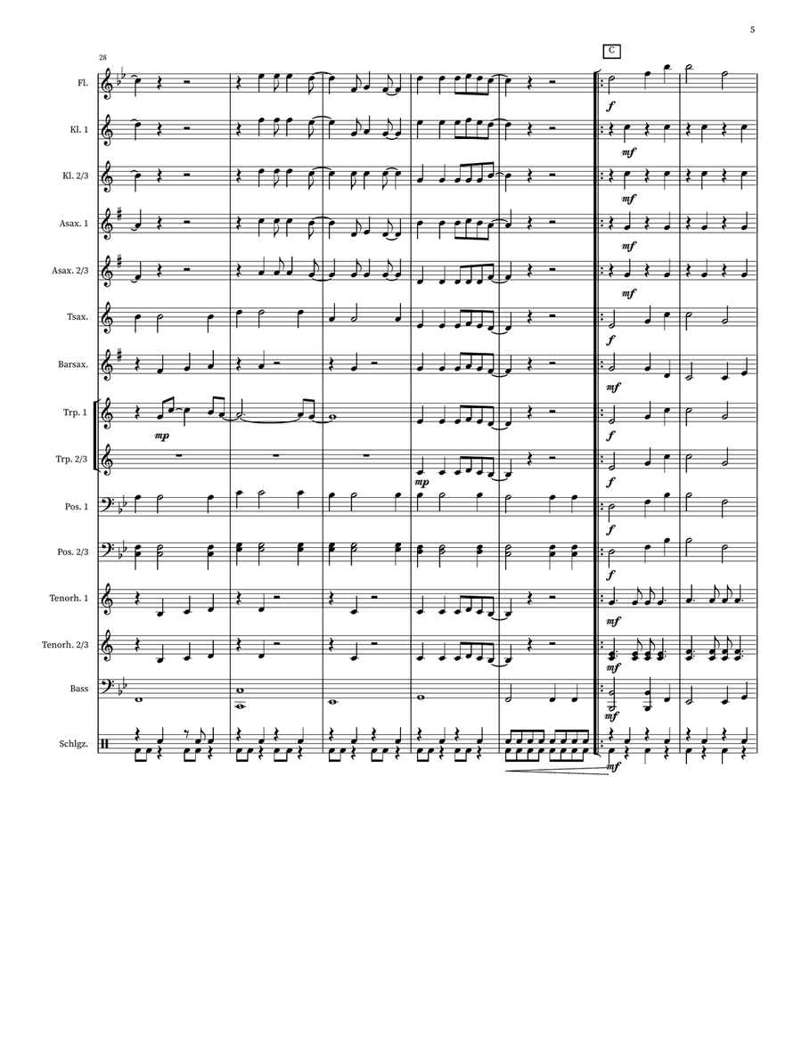 Medley: Bella Napoli with Quanto Costa, Sophia Loren, and Velocita Concert Band scores gallery preview page 5