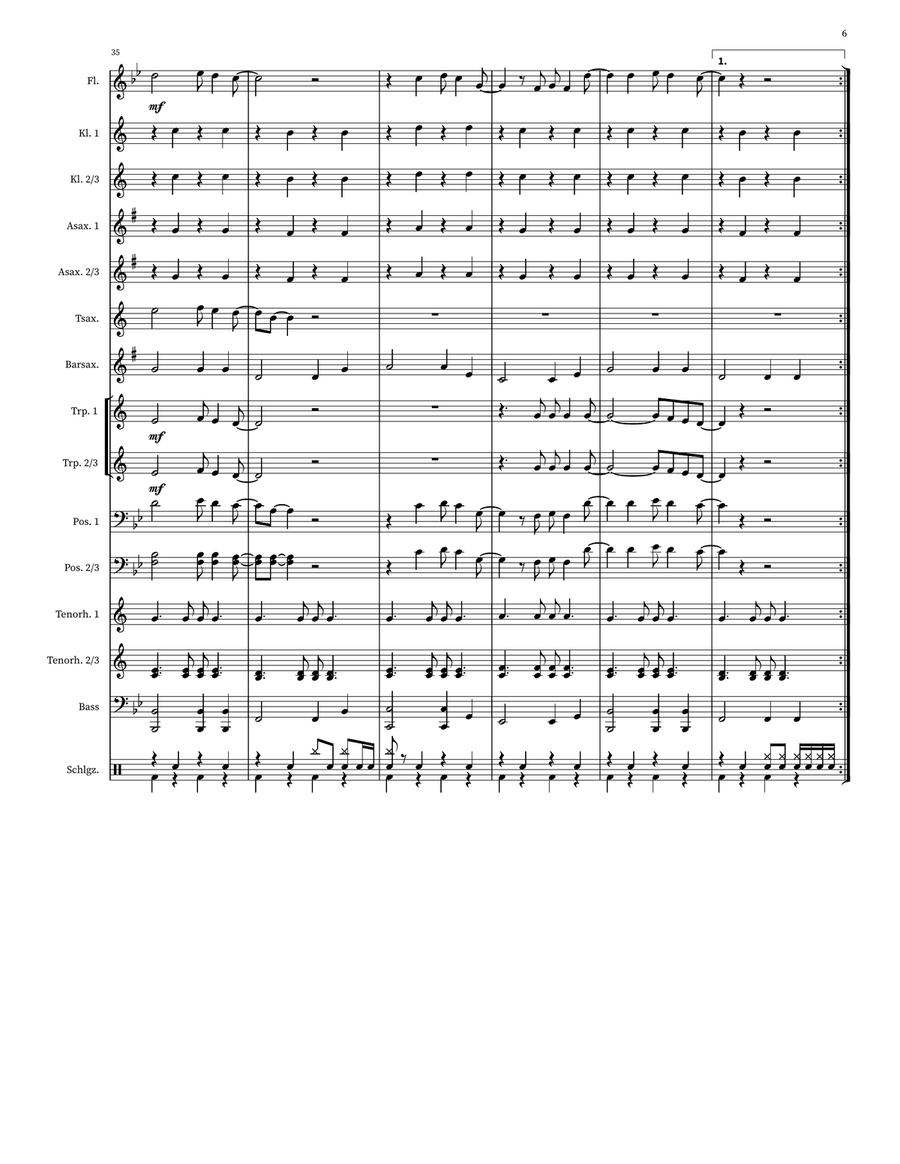 Medley: Bella Napoli with Quanto Costa, Sophia Loren, and Velocita Concert Band scores gallery preview page 6
