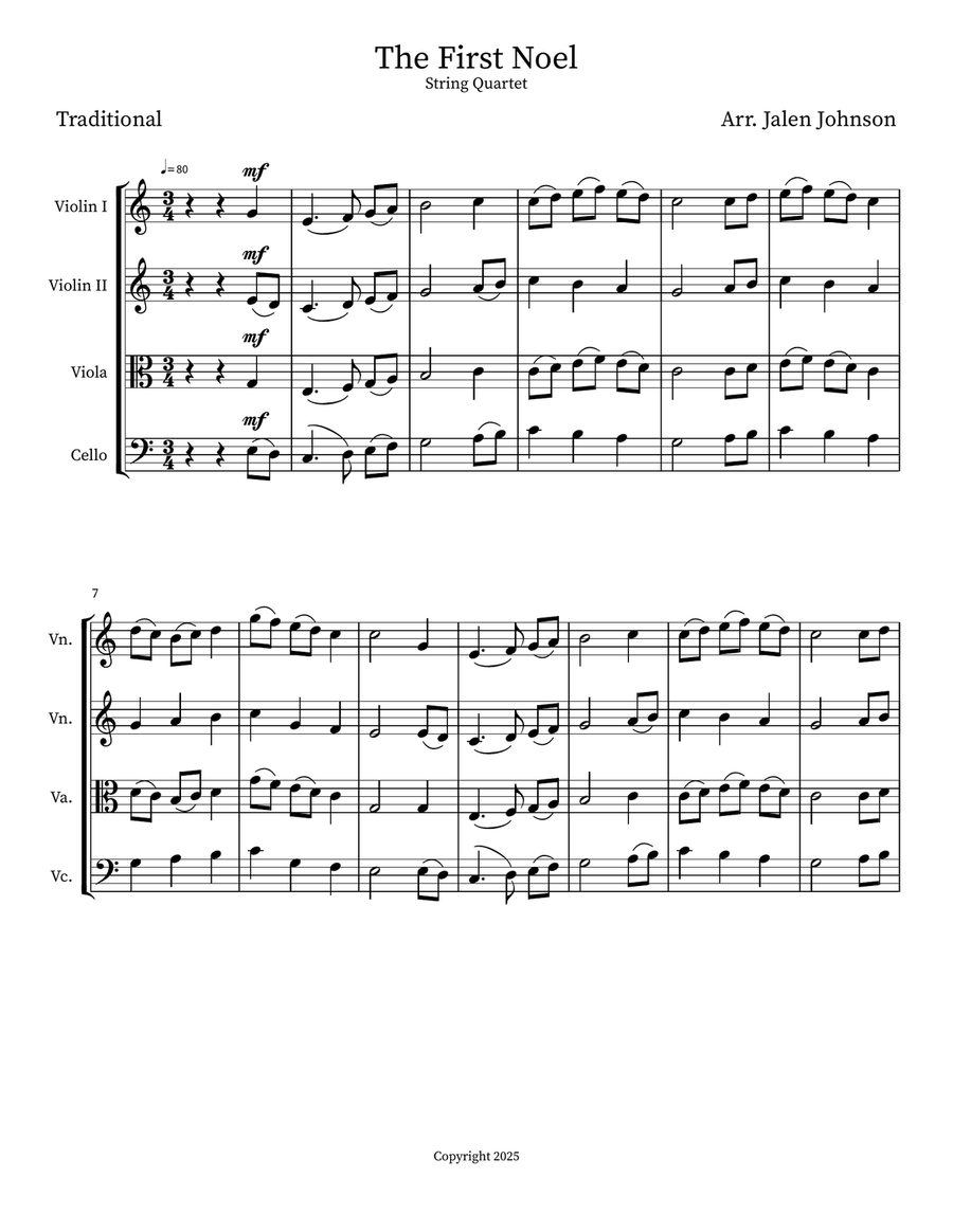 The First Noel The First Noel String Quartet scores gallery preview page 1