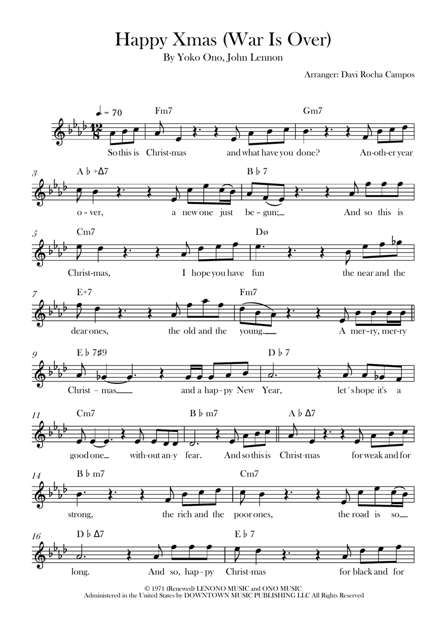 Happy Xmas (War Is Over) Happy Xmas (War Is Over) Piano scores gallery preview page 1