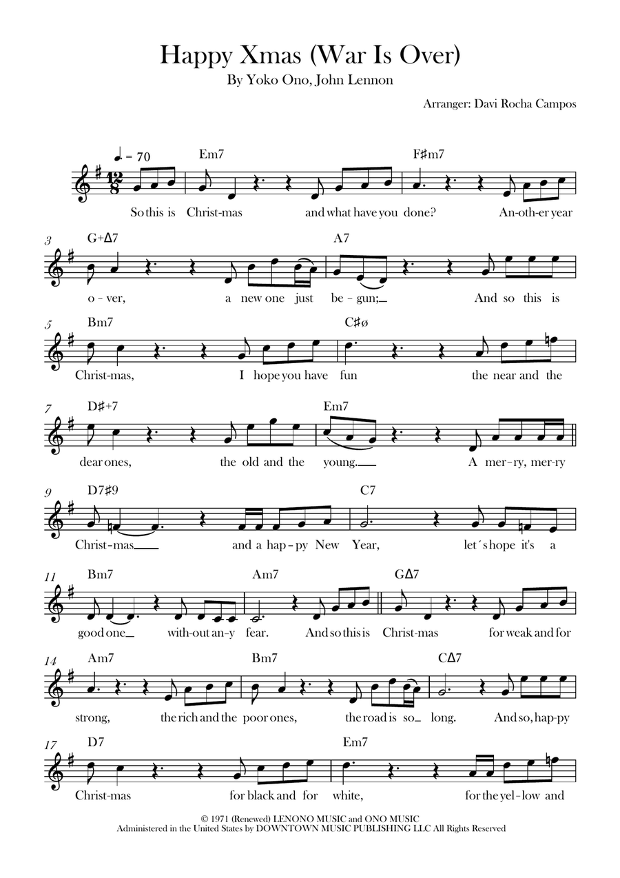 Happy Xmas (War Is Over) Happy Xmas (War Is Over) Piano scores gallery preview page 1