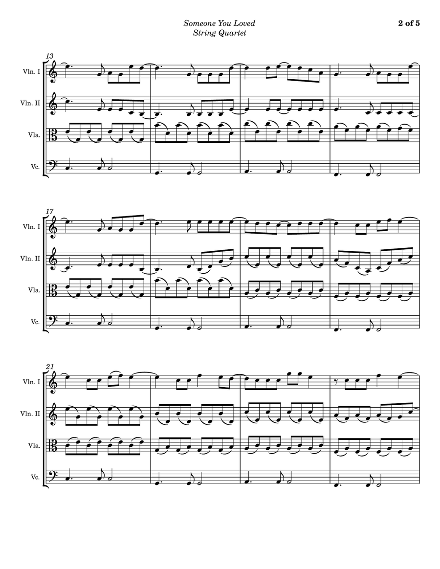 Someone You Loved Someone You Loved String Quartet scores gallery preview page 2