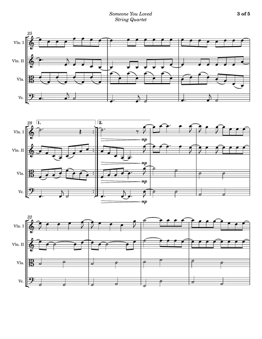 Someone You Loved Someone You Loved String Quartet scores gallery preview page 3