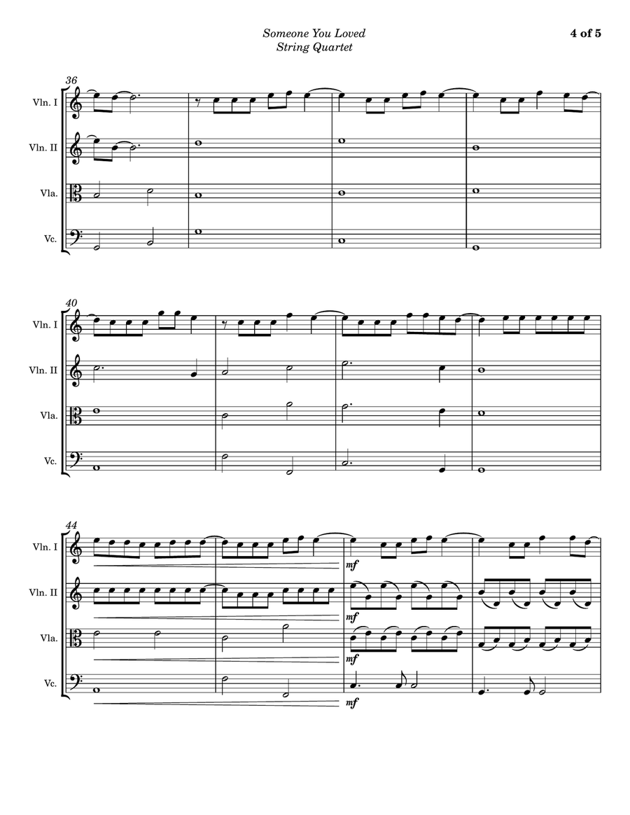 Someone You Loved Someone You Loved String Quartet scores gallery preview page 4