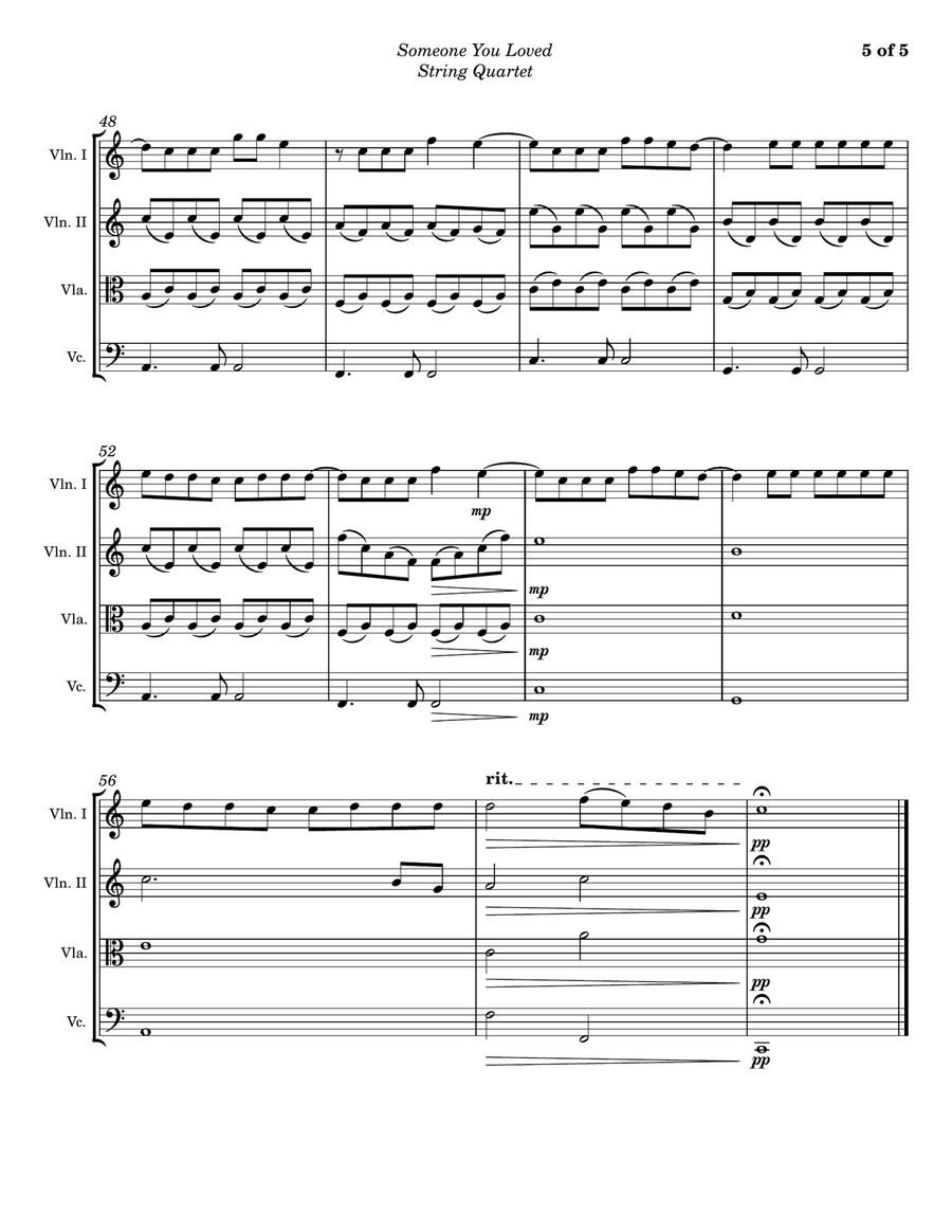 Someone You Loved Someone You Loved String Quartet scores gallery preview page 5