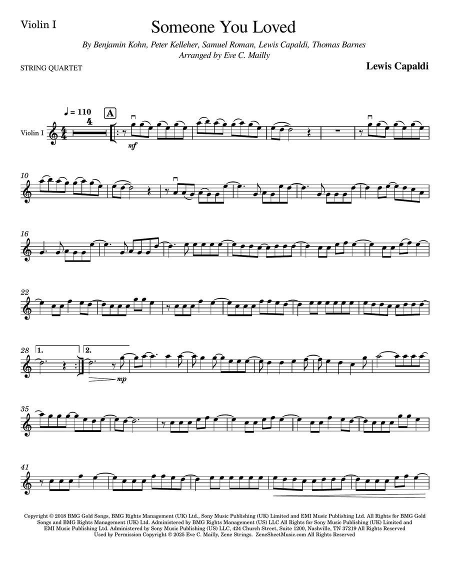 Someone You Loved Someone You Loved String Quartet scores gallery preview page 6