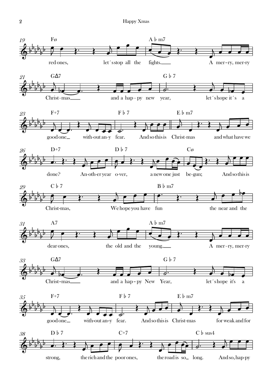 Happy Xmas (War Is Over) Happy Xmas (War Is Over) Piano scores gallery preview page 2
