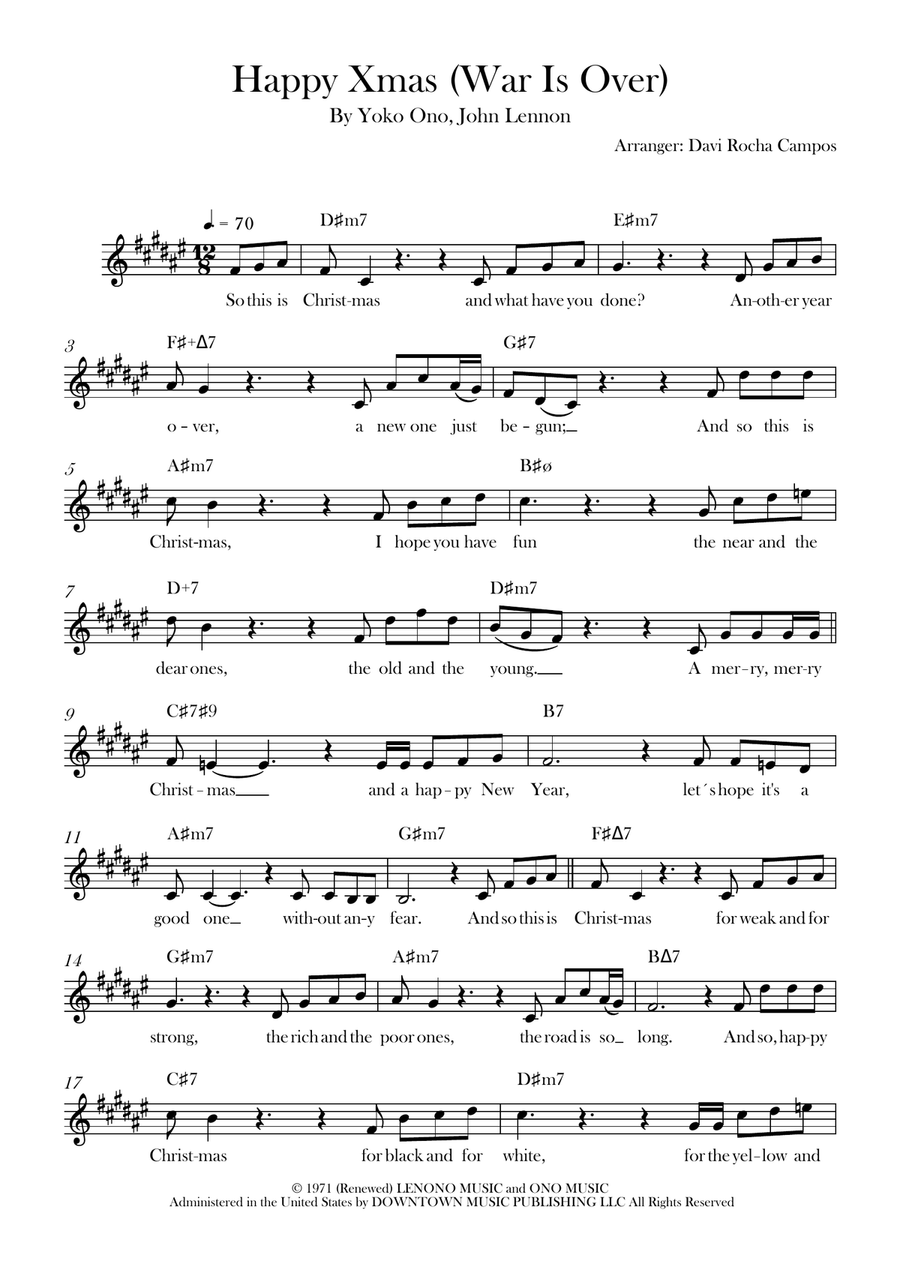 Happy Xmas (War Is Over) Happy Xmas (War Is Over) Piano scores gallery preview page 1