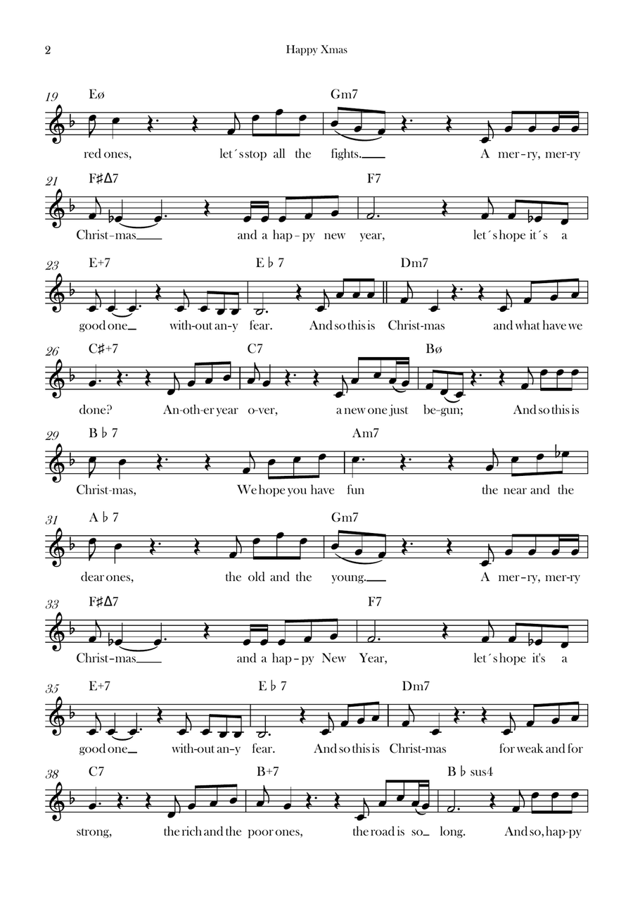 Happy Xmas (War Is Over) Happy Xmas (War Is Over) Piano scores gallery preview page 2