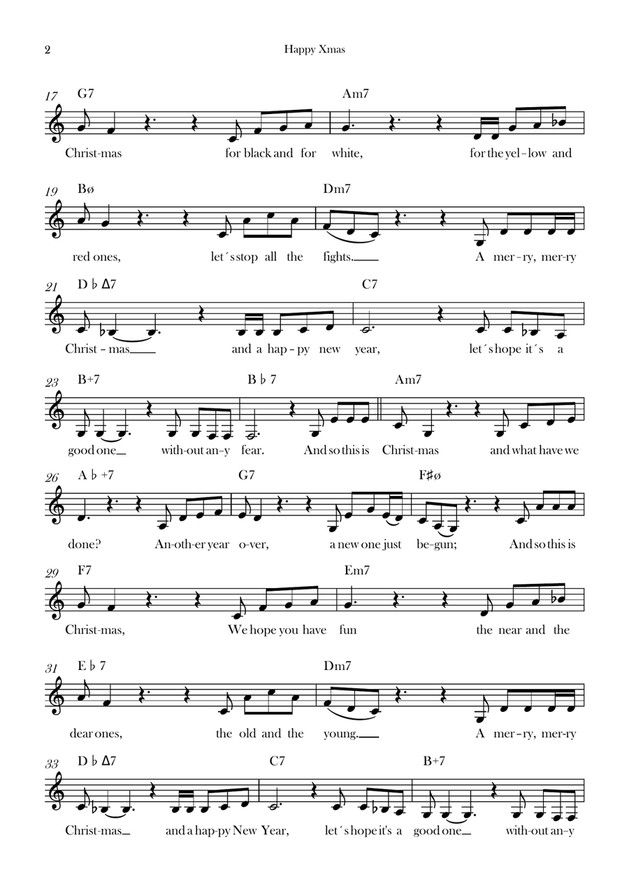 Happy Xmas (War Is Over) Happy Xmas (War Is Over) Piano scores gallery preview page 2