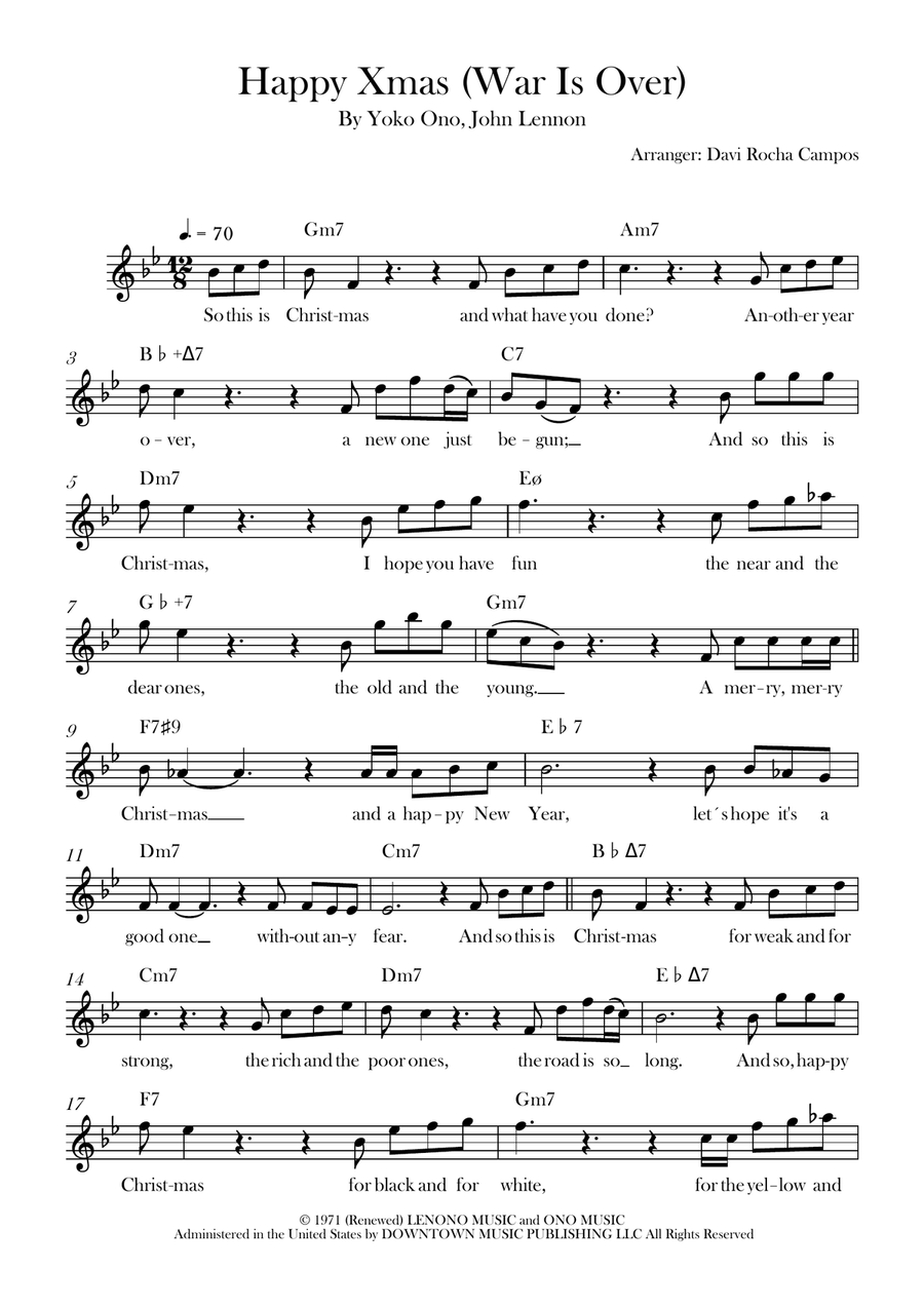 Happy Xmas (War Is Over) Happy Xmas (War Is Over) Piano scores gallery preview page 1