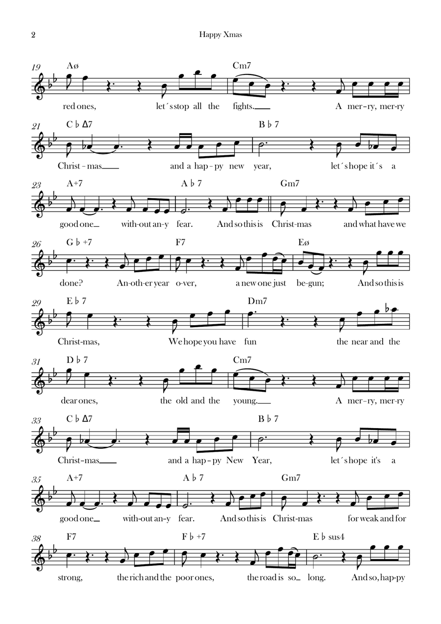 Happy Xmas (War Is Over) Happy Xmas (War Is Over) Piano scores gallery preview page 2