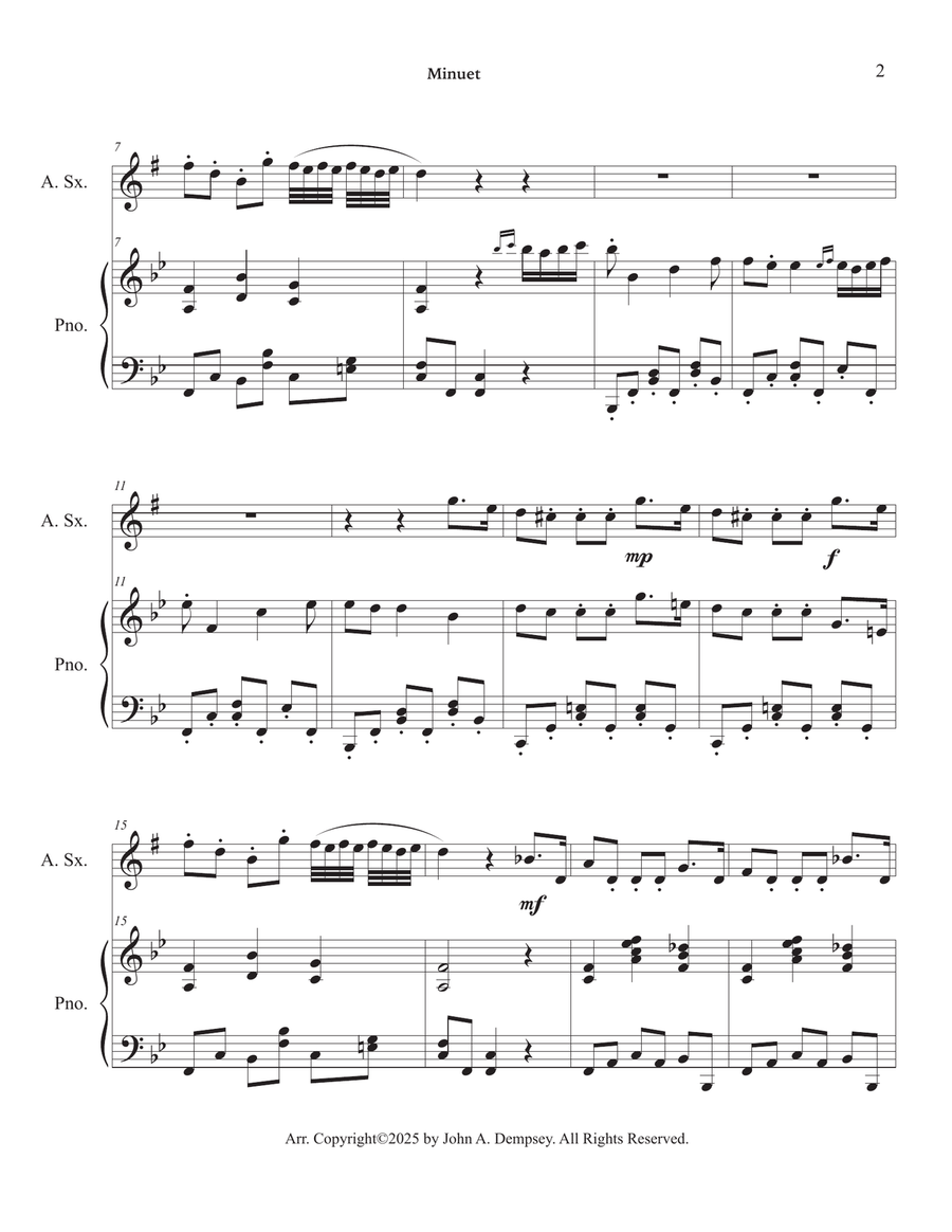 Minuet (Boccherini): Wedding Music for Alto Sax and Piano Alto Saxophone scores gallery preview page 6