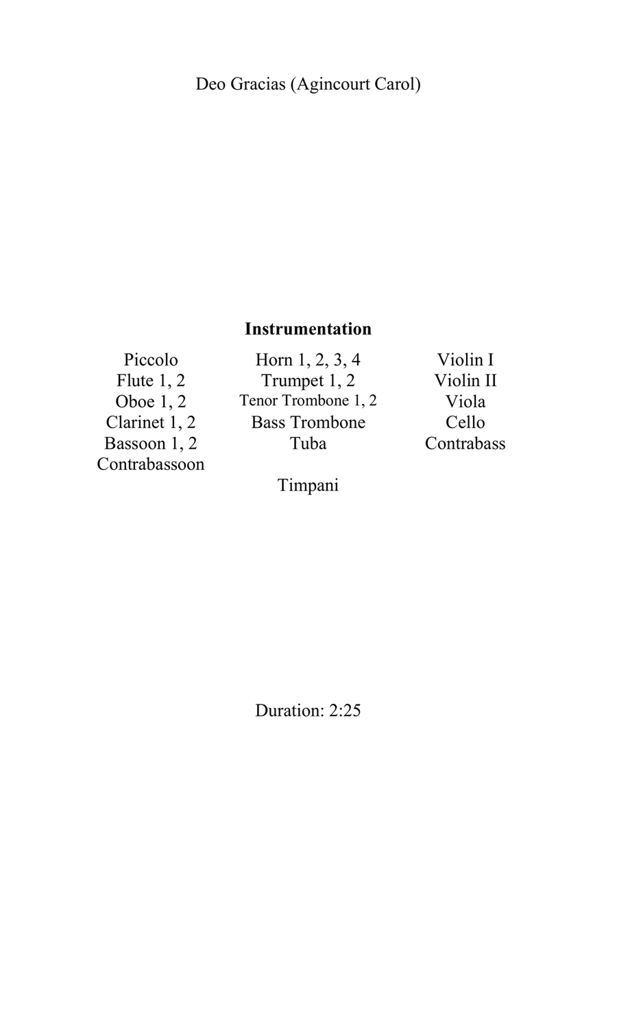Deo Gracias (Agincourt Carol) Full Orchestra scores gallery preview page 2
