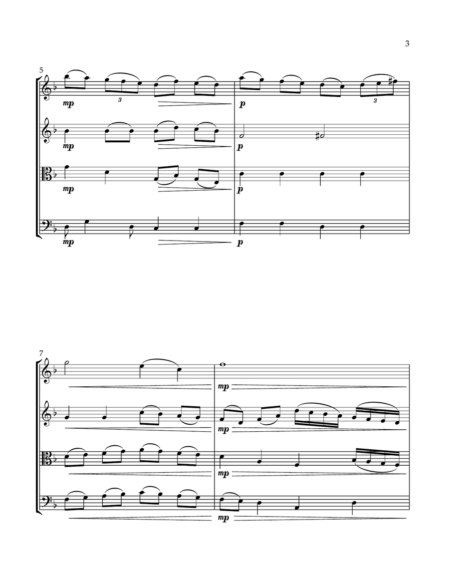 Variations on Ose Shalom String Quartet scores gallery preview page 3