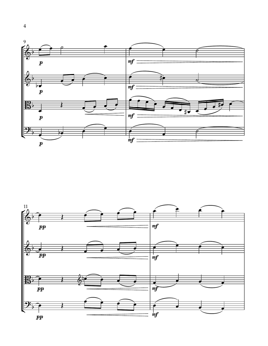 Variations on Ose Shalom String Quartet scores gallery preview page 4