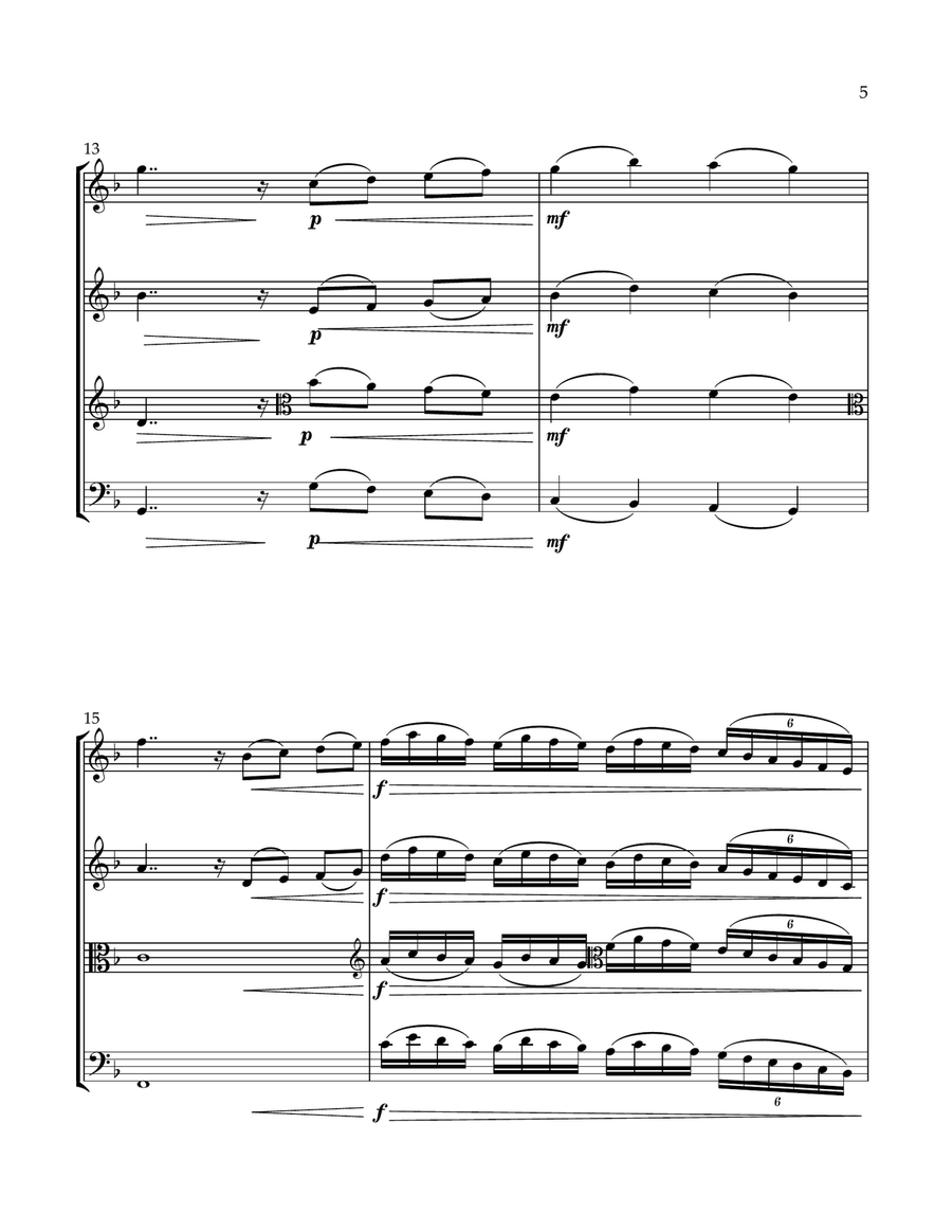 Variations on Ose Shalom String Quartet scores gallery preview page 5
